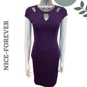 Elegant Purple Cap Sleeve Knit Bodycon Dress by Nice-Forever Size Small